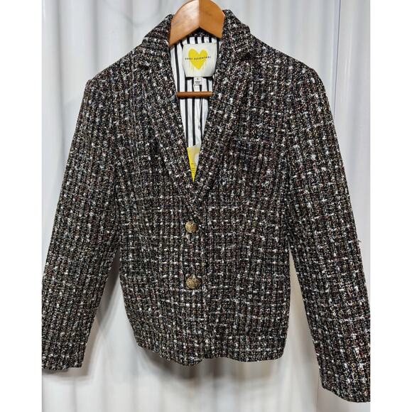 Kerri Rosenthal NWT Happy Hour Boucle Blazer Size Small in Black/Multi Tweed - Picture 1 of 9